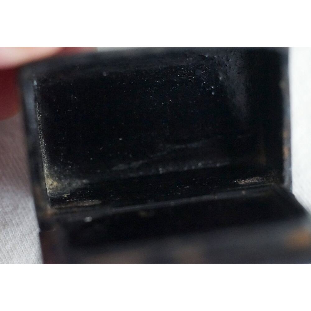 Paper Mache Patch Snuff Box Silver Flower Pillbox - image 3